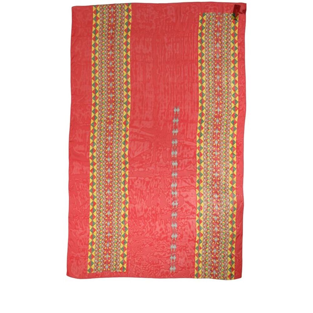Dolce & Gabbana Red Silk Geometric Print Shawl Stole Women's Scarf